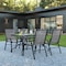 Flash Furniture 5PC Patio Set-55" Glass Table, 4 Gray Chairs TLH-089REC-303CGY4-GG - alternate 1